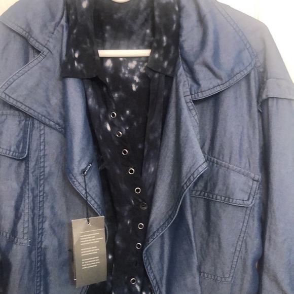 Armani Exchange AX small blue belted Jean jacket zipper & buckles NWT - Picture 5 of 10